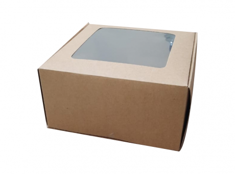 CAJA CARTON MARRON C/VISOR 16X16X8CM