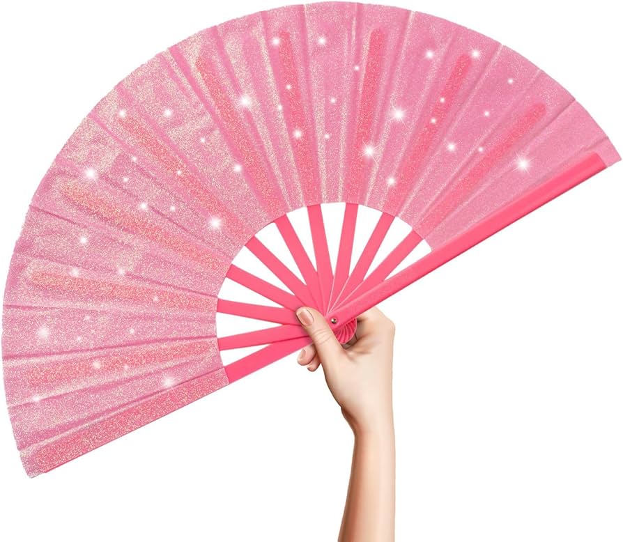 ABANICO ROSA C/PURPURINA